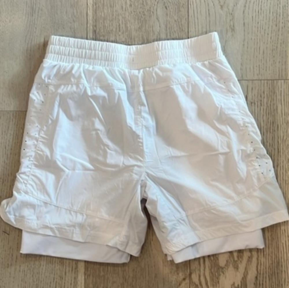 Alphalete White Athletic Men’s Shorts with Black Accent - Picture 2 of 11